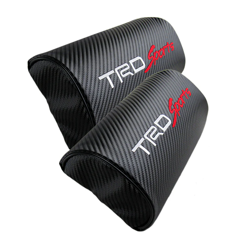 Embroidery Carbon Look Car Neck Rest Pillow For JDM TRD SPORTS Cushion Headrest Set - Image 2