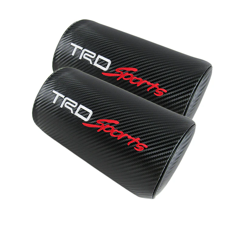 Embroidery Carbon Look Car Neck Rest Pillow For JDM TRD SPORTS Cushion Headrest Set - Image 3