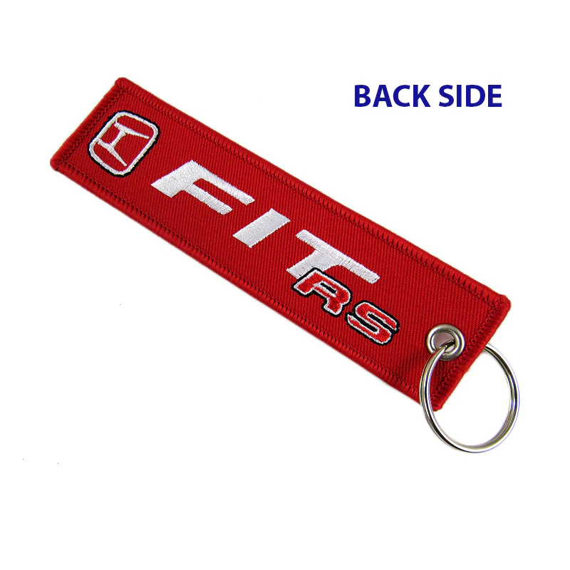 Embroidery JDM FIT RS RACING DOUBLE SIDE Racing Cell Holders Keychain Keyring X2 - Image 3