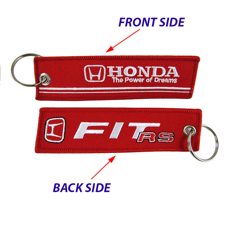 Embroidery JDM FIT RS RACING DOUBLE SIDE Racing Cell Holders Keychain Keyring X2 - Image 6