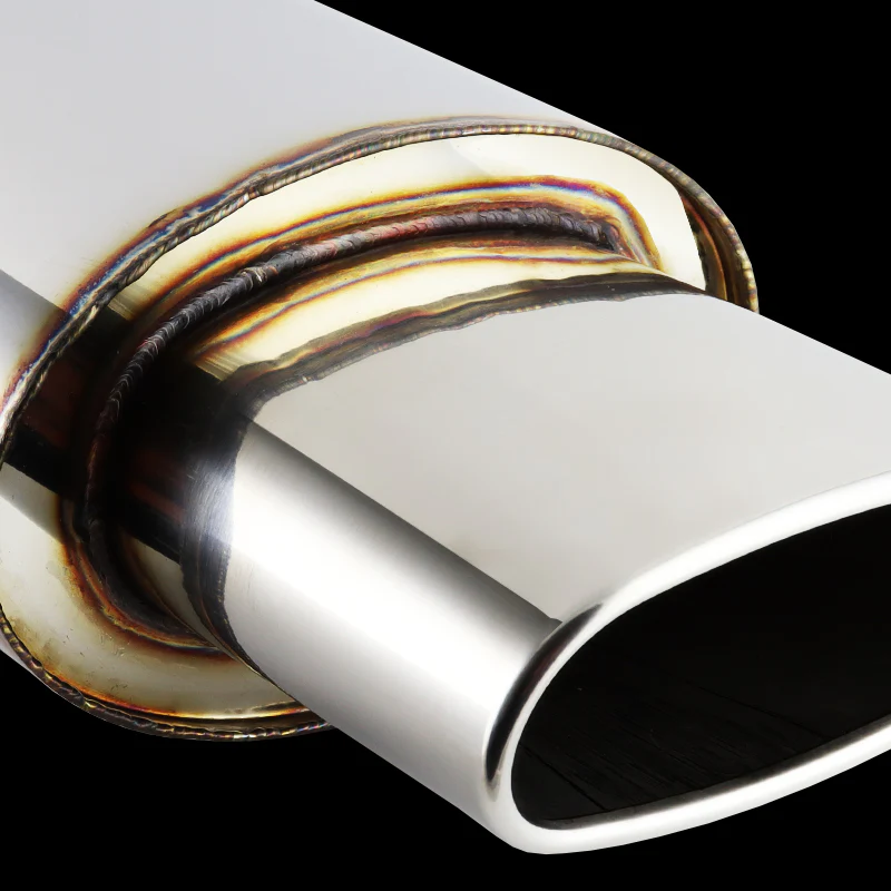 Euro Style Universal 2.5" Inlet 5.5" Outlet Deep And Smooth Tone Weld-On T-304 Exhaust High Flow Oval Tip Muffler -Chrome - Image 3