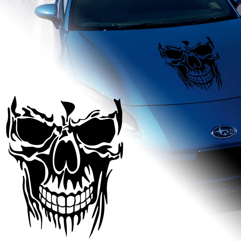 Evil Skull Decal Car Truck Window Black Vinyl Skull Sticker Scary Skeleton - Image 2