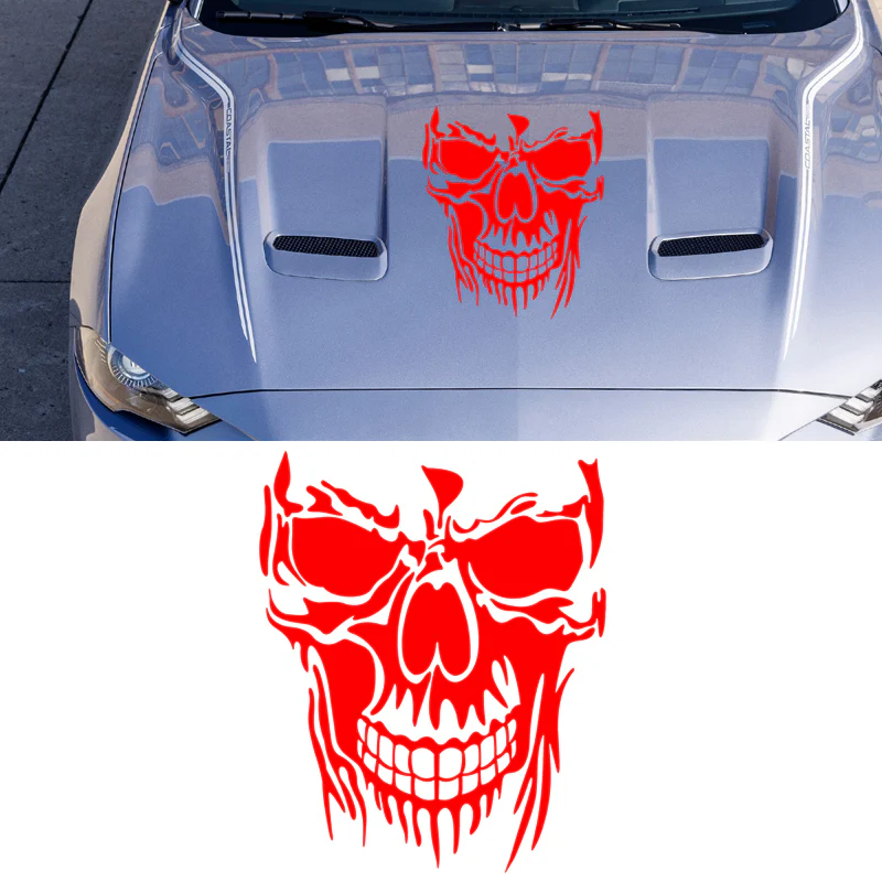 Evil Skull Decal Car Truck Window Red Vinyl Skull Sticker Scary Skeleton - Image 2