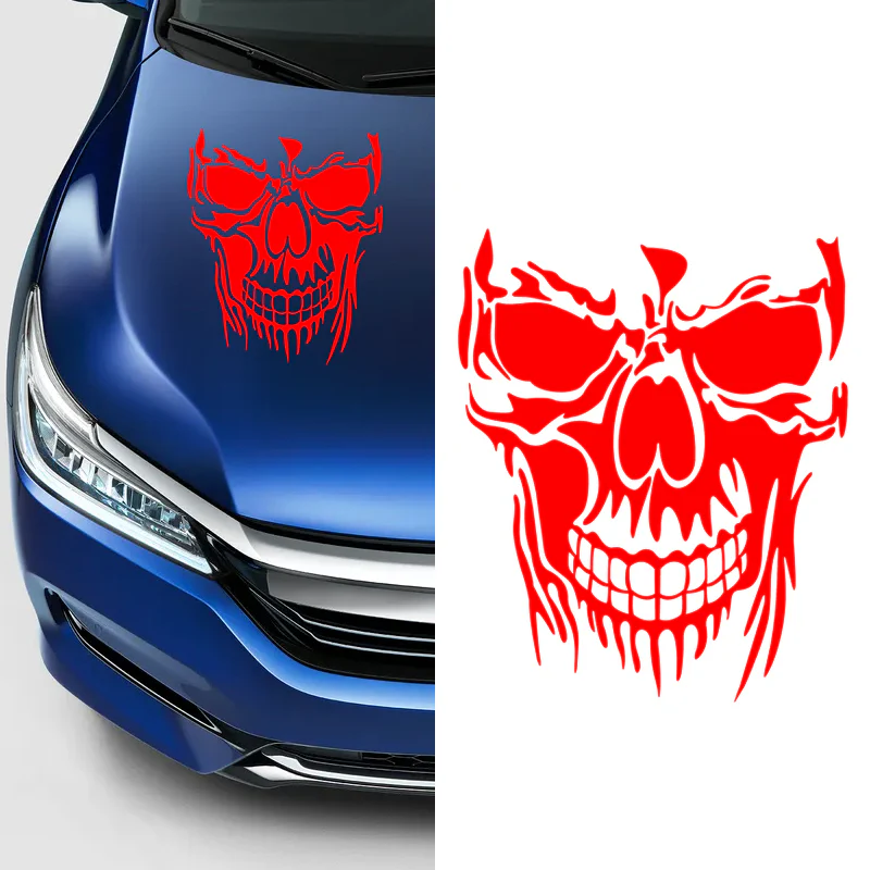 Evil Skull Decal Car Truck Window Red Vinyl Skull Sticker Scary Skeleton - Image 3