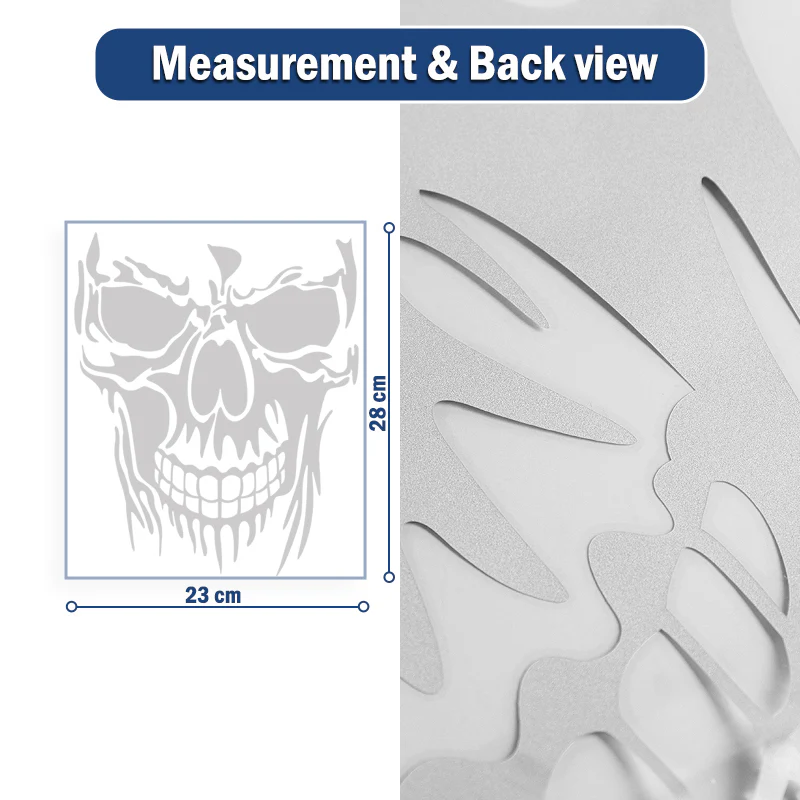 Evil Skull Vinyl Decal Car Truck Window Silver Skull Sticker Scary Skeleton - Image 2