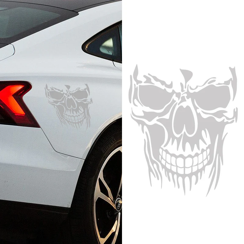 Evil Skull Vinyl Decal Car Truck Window Silver Skull Sticker Scary Skeleton - Image 4