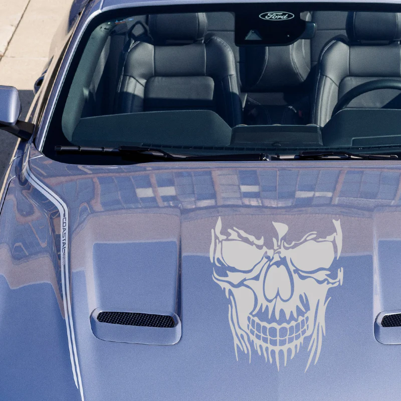 Evil Skull Decal Car Truck Window Silver Vinyl Skull Sticker Scary Skeleton - Image 2