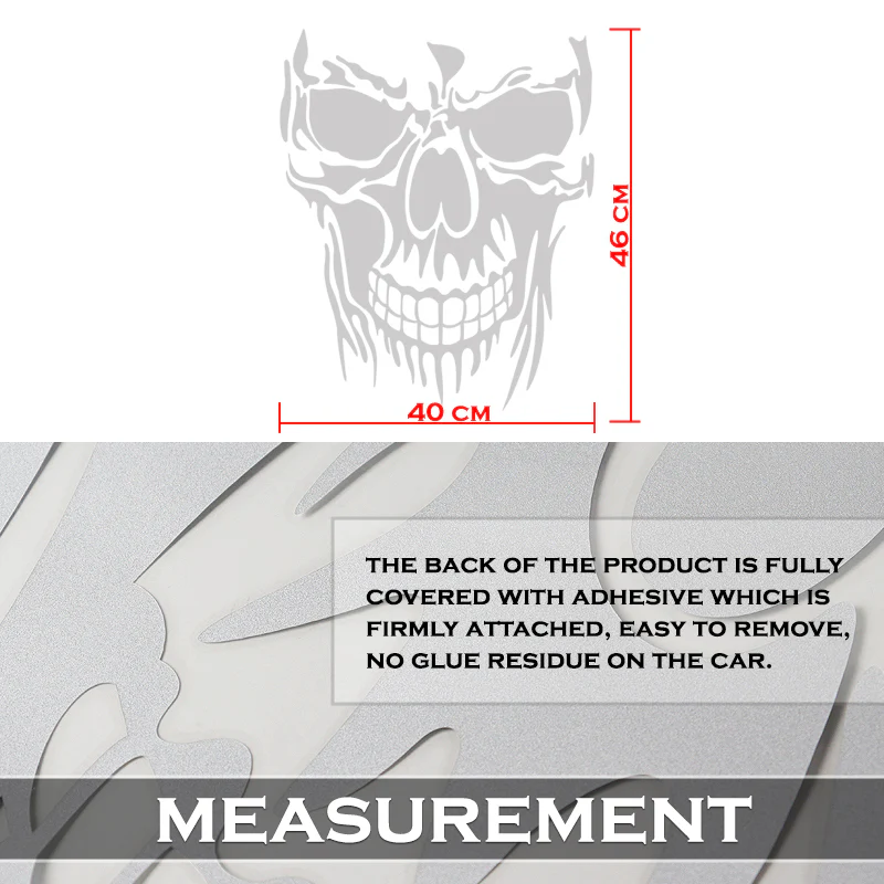 Evil Skull Decal Car Truck Window Silver Vinyl Skull Sticker Scary Skeleton - Image 4