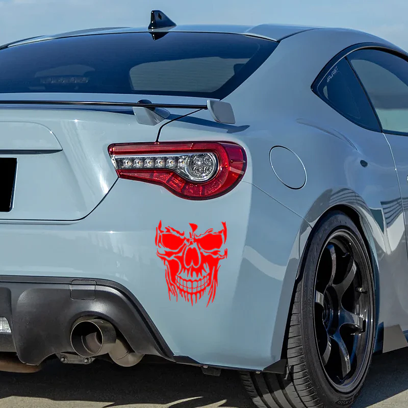Evil Skull Vinyl Decal Car Truck Window Red Skull Sticker Scary Skeleton - Image 3