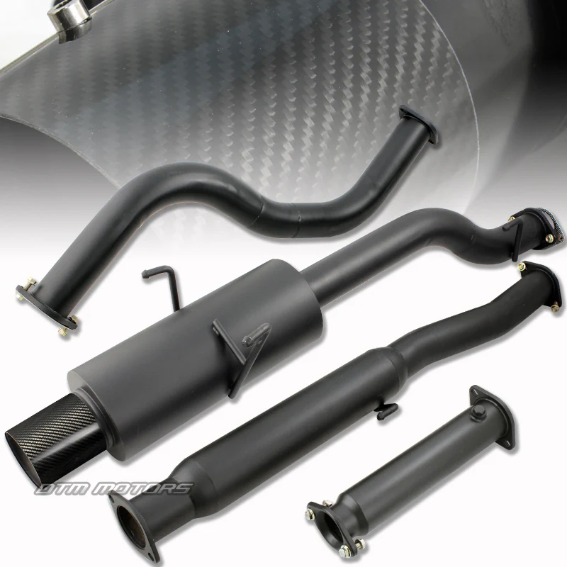 For 1992 1993 1994 1995 1996 1997 1998 1999 2000 Honda Civic 2/4 Door Carbon Fiber Tip Black Muffler Catback Exhaust - Image 2