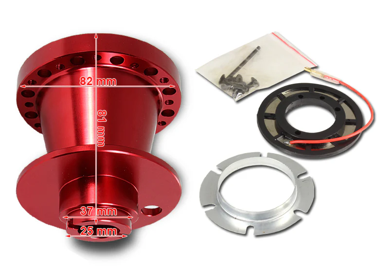 For 1990 - 1993 Honda Accord Steering Wheel 6-Bolt HUB Adapter -Red T-6061 Aluminum - Image 2