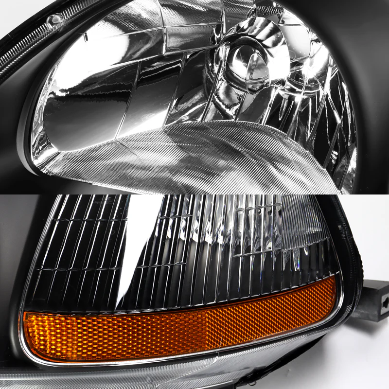 For 1996 - 1998 Honda Civic EK 2/3/4 Door Headlights -Black Housing / Clear Lens / Amber Reflectors - Image 2