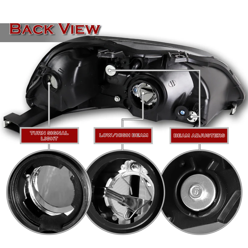 For 1996 - 1998 Honda Civic EK 2/3/4 Door Headlights -Black Housing / Clear Lens / Clear Reflectors - Image 3