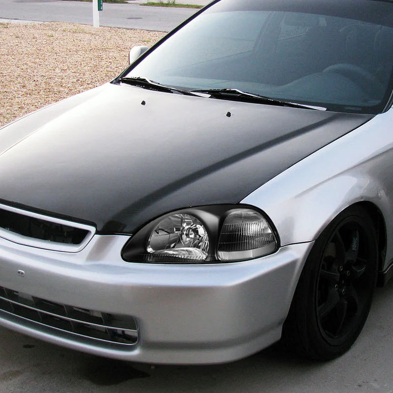 For 1996 - 1998 Honda Civic EK 2/3/4 Door Headlights -Black Housing / Clear Lens / Clear Reflectors - Image 5