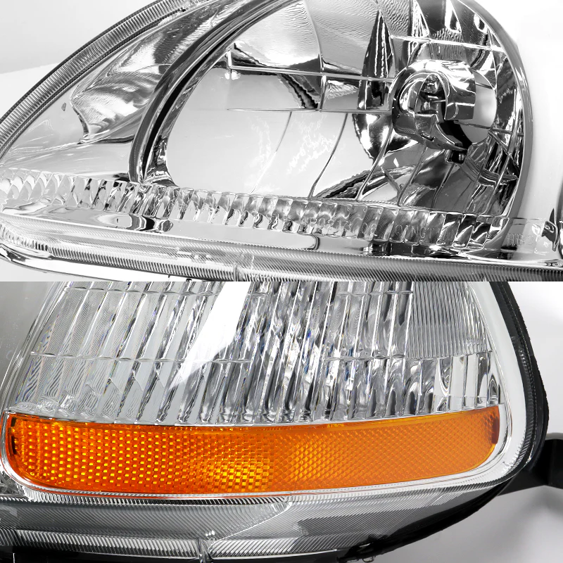 For 1996 - 1998 Honda Civic EK 2/3/4 Door Headlights -Chrome Housing / Clear Lens / Amber Reflectors - Image 2