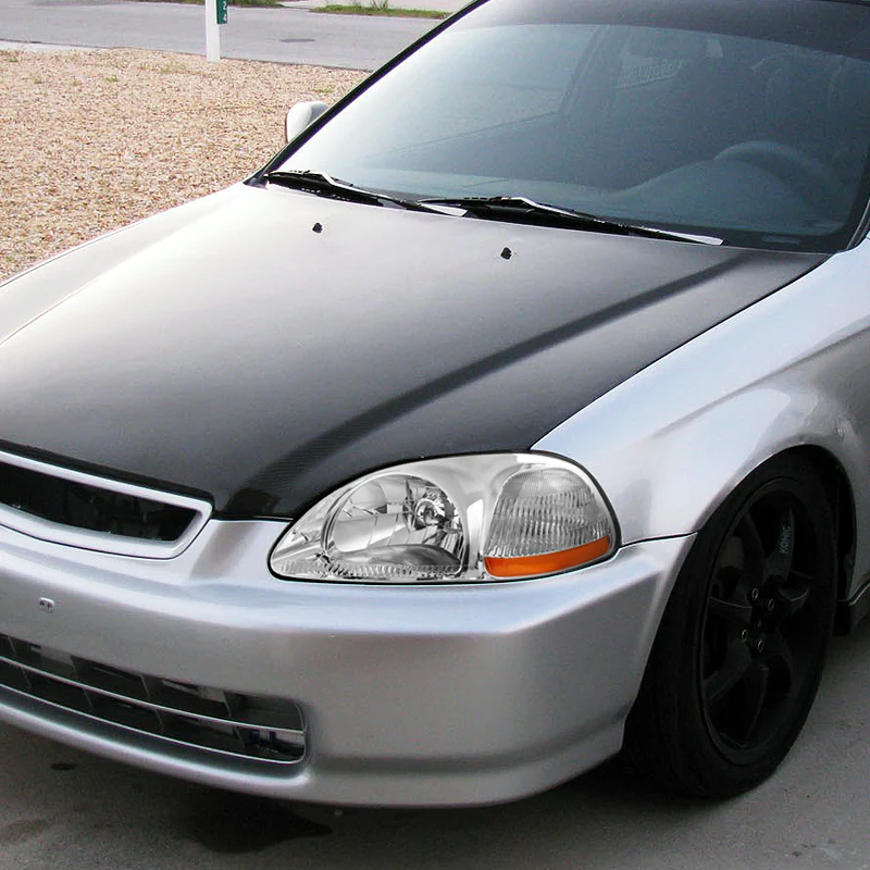 For 1996 - 1998 Honda Civic EK 2/3/4 Door Headlights -Chrome Housing / Clear Lens / Amber Reflectors - Image 5