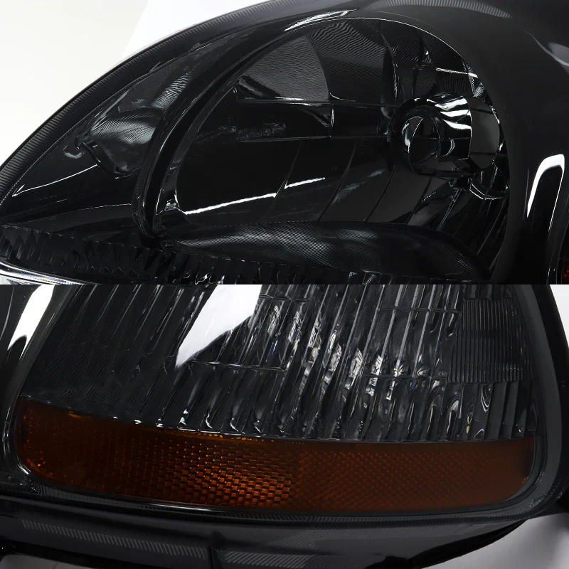 For 1996 - 1998 Honda Civic EK 2/3/4 Door Headlights -Chrome Housing / Smoke Lens / Amber Reflectors - Image 2
