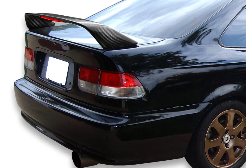 For 1996 - 2000 Honda Civic Coupe / 2DR Rear Trunk Lip Spoiler Wing With LED Brake Light -Real Carbon Fiber - Image 4