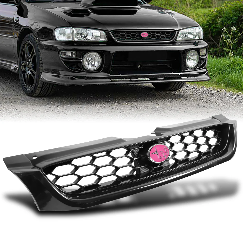 For 1997 1998 1999 2000 2001 Subaru Impreza 6th Front Bumper Grille Grill Mesh Kit Glossy Black - Image 7