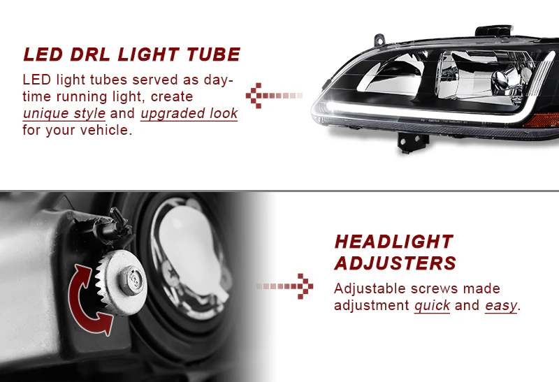 For 1998 - 2002 Honda Accord LED DRL Headlights -Black Housing / Clear Lens / Amber Reflectors - Image 3