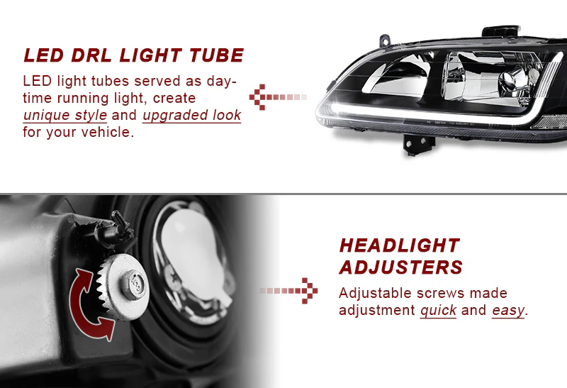 For 1998 - 2002 Honda Accord LED DRL Headlights -Black Housing / Clear Lens / Clear Reflectors - Image 3