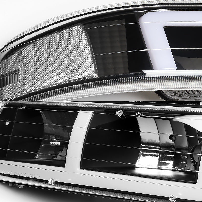 For 1999 - 2002 Chevrolet Chevy Silverado / 2000 - 2006 Tahoe Suburban G2 LED Bar DRL Headlights -Black Housing / Clear Lens / Clear Reflectors (4-Piece Set) - Image 2