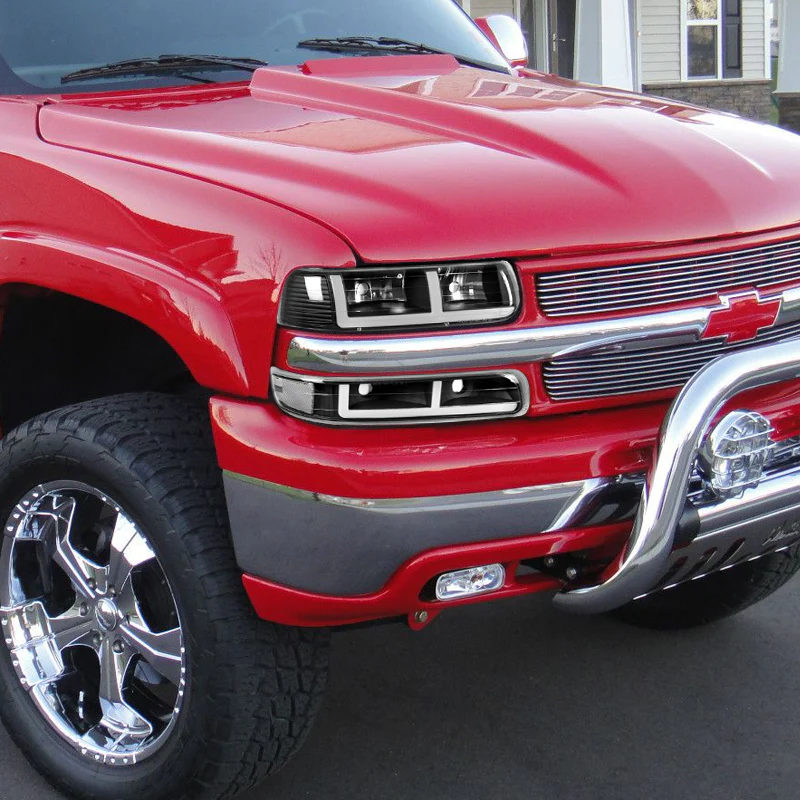 For 1999 - 2002 Chevrolet Chevy Silverado / 2000 - 2006 Tahoe Suburban G2 LED Bar DRL Headlights -Black Housing / Clear Lens / Clear Reflectors (4-Piece Set) - Image 5