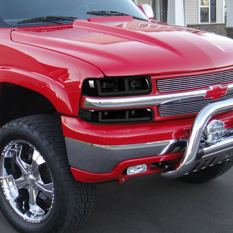 For 1999 - 2002 Chevrolet Chevy Silverado / 2000 - 2006 Tahoe Suburban G2 LED Bar DRL Headlights -Black Housing / Smoke Lens / Clear Reflectors (4-Piece Set) - Image 5