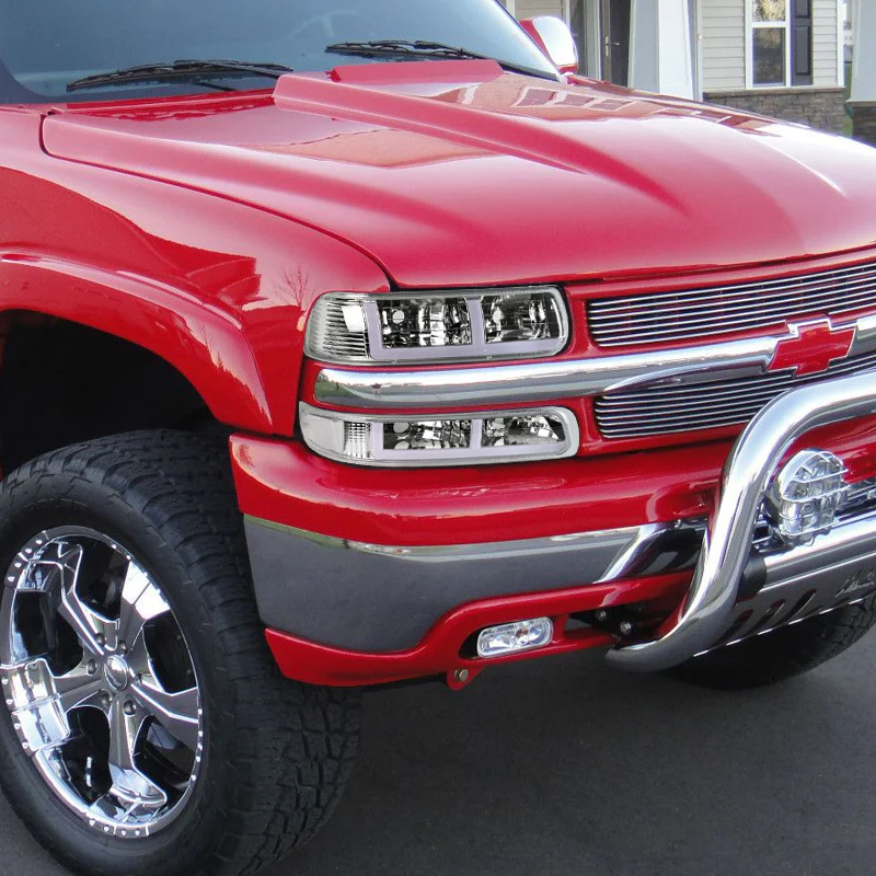 For 1999 - 2002 Chevrolet Chevy Silverado / 2000 - 2006 Tahoe Suburban G2 LED Bar DRL Headlights -Chrome Housing / Clear Lens / Clear Reflectors (4-Piece Set) - Image 5