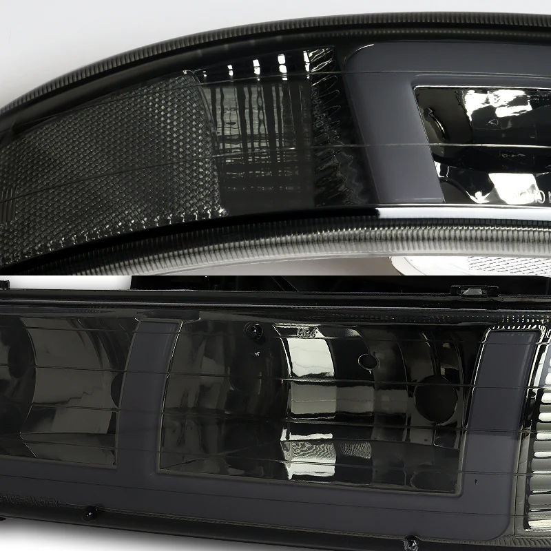 For 1999 - 2002 Chevrolet Chevy Silverado / 2000 - 2006 Tahoe Suburban G2 LED Bar DRL Headlights -Chrome Housing / Smoke Lens / Clear Reflectors (4-Piece Set) - Image 3