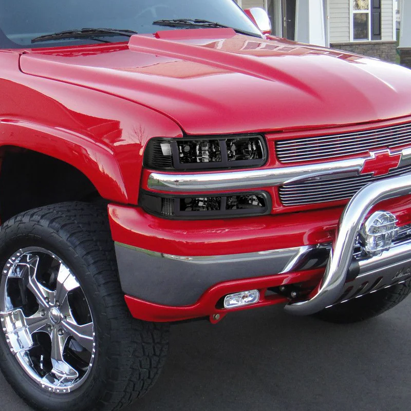 For 1999 - 2002 Chevrolet Chevy Silverado / 2000 - 2006 Tahoe Suburban G2 LED Bar DRL Headlights -Chrome Housing / Smoke Lens / Clear Reflectors (4-Piece Set) - Image 5