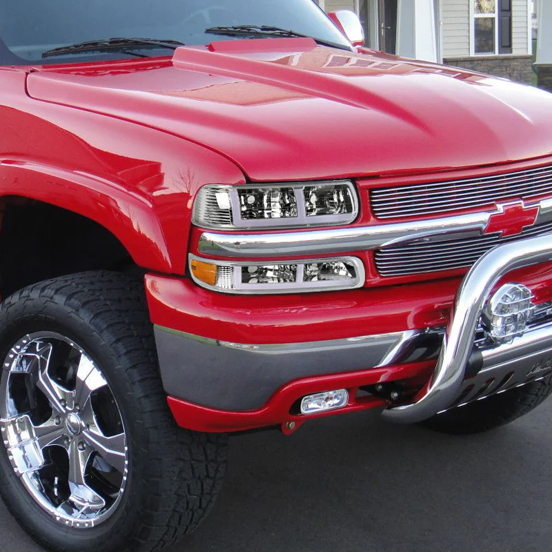 For 1999 - 2002 Chevrolet Chevy Silverado / 2000 - 2006 Tahoe Suburban G2 LED Bar DRL Headlights -Chrome Housing / Smoke Lens / Clear Reflectors (4-Piece Set) - Image 5