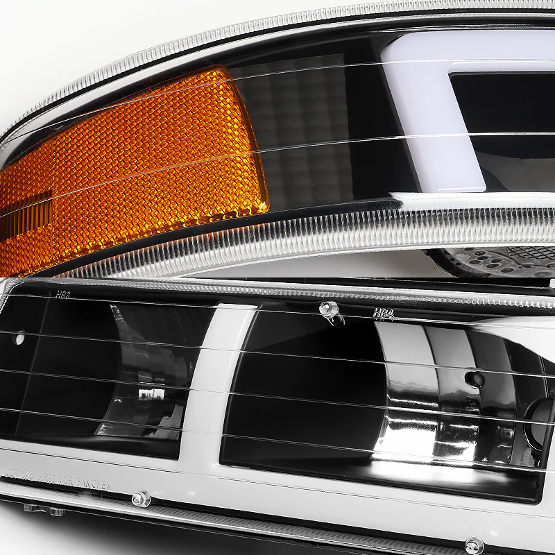 For 1999 - 2002 Chevrolet Chevy Silverado / 2000 - 2006 Tahoe Suburban G2 LED Bar DRL Headlights -Black Housing / Clear Lens / Amber Reflectors (4-Piece Set) - Image 2