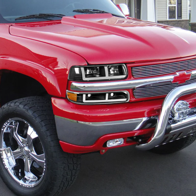 For 1999 - 2002 Chevrolet Chevy Silverado / 2000 - 2006 Tahoe Suburban G2 LED Bar DRL Headlights -Black Housing / Clear Lens / Amber Reflectors (4-Piece Set) - Image 5