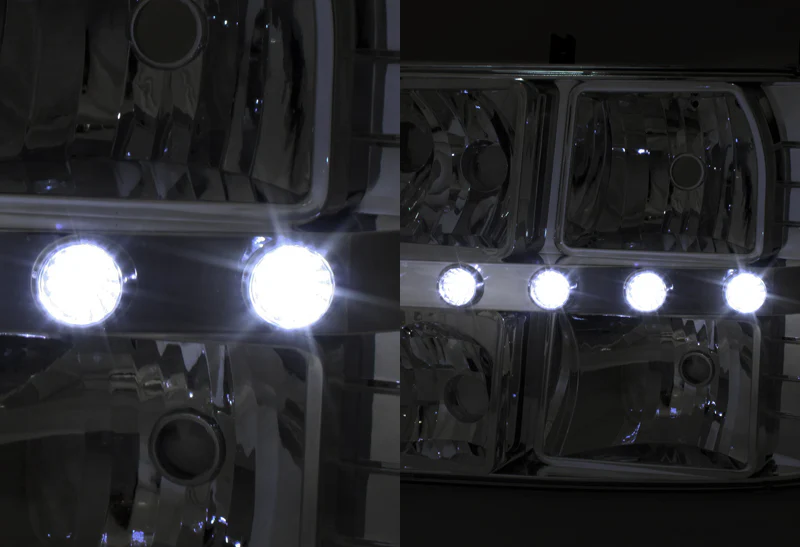 For 1999 - 2002 Chevrolet Chevy Silverado LED DRL Conversion Chrome Headlights + Chrome Grille - Image 3
