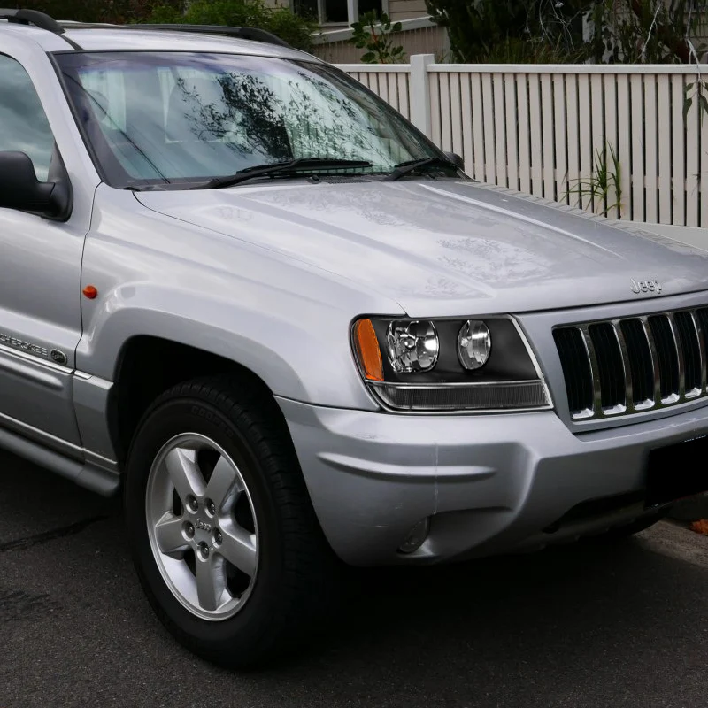 For 1999 - 2004 Jeep Grand Cherokee Headlights -Black Housing / Clear Lens / Amber Reflectors - Image 5