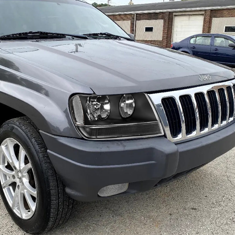For 1999 - 2004 Jeep Grand Cherokee Headlights -Black Housing / Clear Lens / Clear Reflectors - Image 7