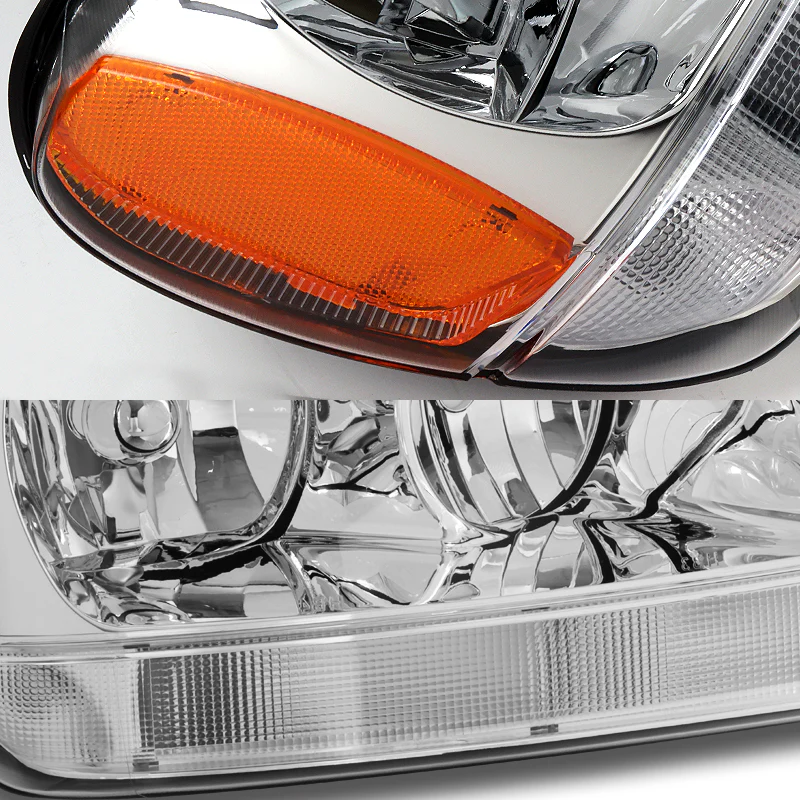 For 1999 - 2004 Jeep Grand Cherokee Headlights -Chrome Housing / Clear Lens / Amber Reflectors - Image 2