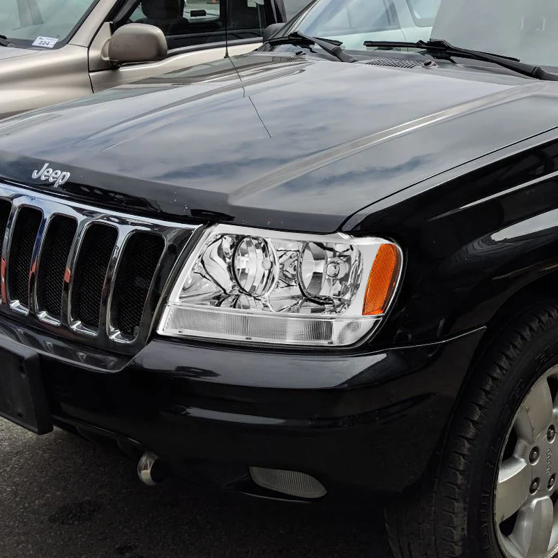 For 1999 - 2004 Jeep Grand Cherokee Headlights -Chrome Housing / Clear Lens / Amber Reflectors - Image 6