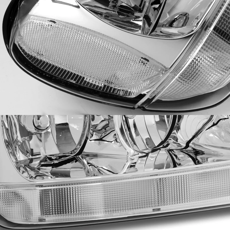 For 1999 - 2004 Jeep Grand Cherokee Headlights -Chrome Housing / Clear Lens / Clear Reflectors - Image 2