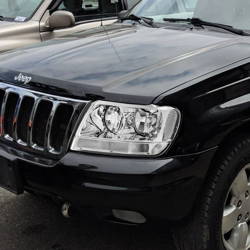 For 1999 - 2004 Jeep Grand Cherokee Headlights -Chrome Housing / Clear Lens / Clear Reflectors - Image 6