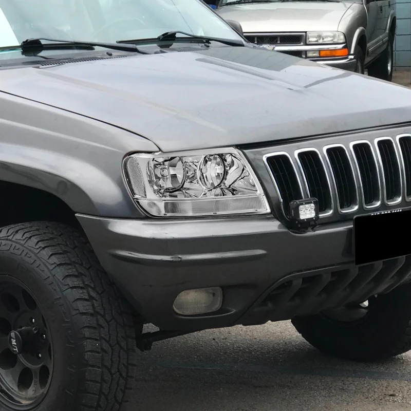 For 1999 - 2004 Jeep Grand Cherokee Headlights -Chrome Housing / Clear Lens / Clear Reflectors - Image 7