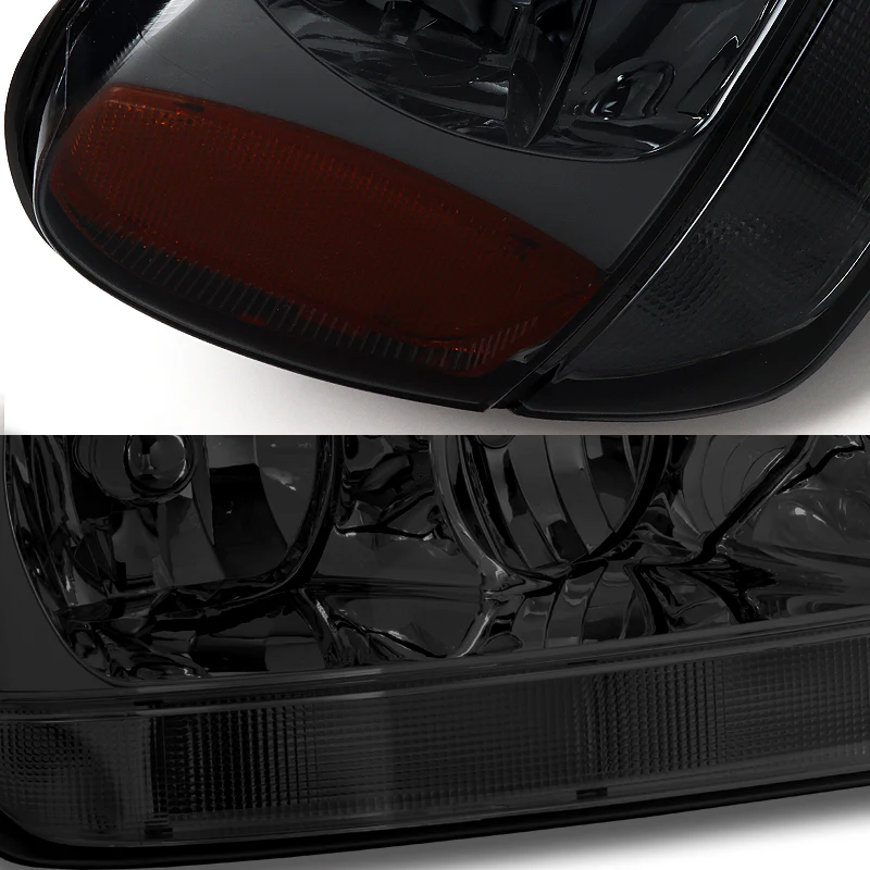 For 1999 - 2004 Jeep Grand Cherokee Headlights -Smoke Housing / Smoke Lens / Amber Reflectors - Image 2