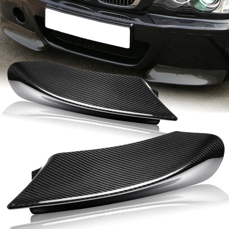 For 1999-2006 BMW E46 M3 CSL-Style Carbon Fiber Front Bumper Body Splitter Spoiler Lip 2PCS - Image 2