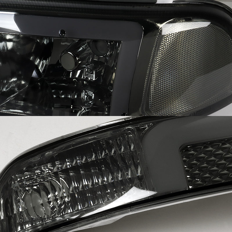 For 1999 - 2006 GMC Sierra / Yukon LED DRL Headlights -Chrome Housing / Smoke Lens / Clear Reflectors (4-Piece Set) - Image 3