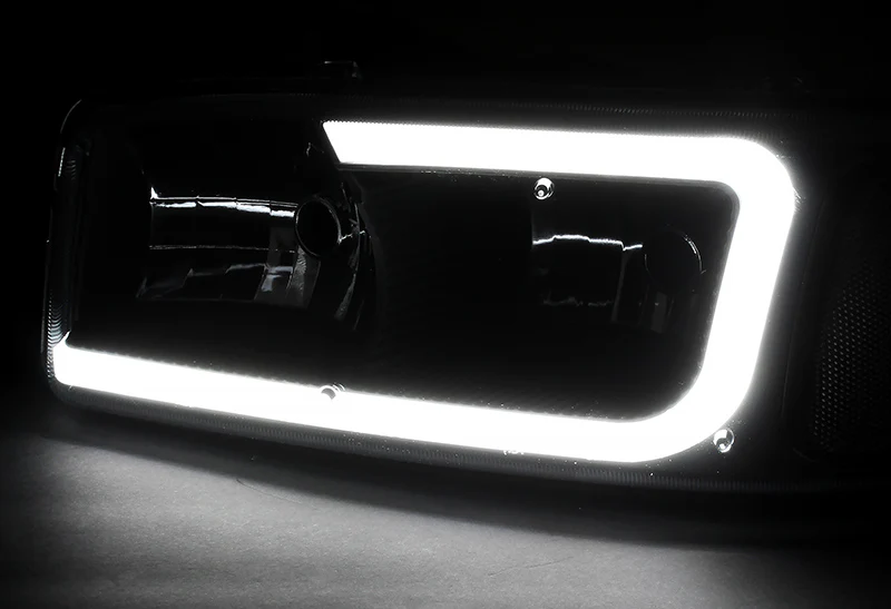 For 1999 - 2006 GMC Sierra 1500 2500 G2 LED DRL Headlights -Black Housing / Clear Lens / Clear Reflectors (4-Piece Set) - Image 4