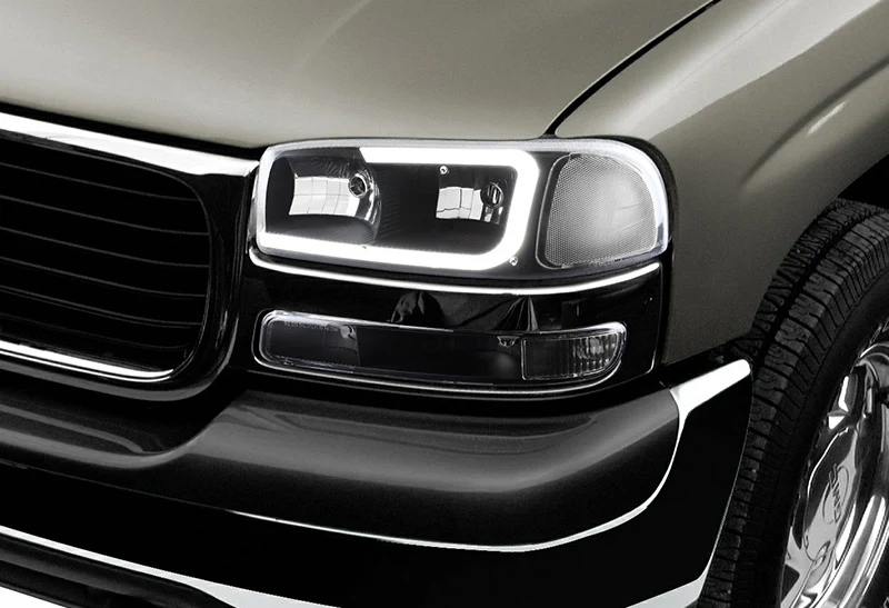 For 1999 - 2006 GMC Sierra 1500 2500 G2 LED DRL Headlights -Black Housing / Clear Lens / Clear Reflectors (4-Piece Set) - Image 7