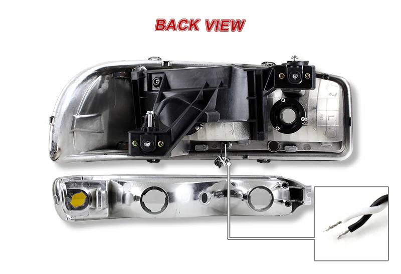 For 1999 - 2006 GMC Sierra / Yukon XL 1500 2500 G2 LED DRL Headlights -Chrome Housing / Smoke Lens / Amber Reflectors (4-Piece Set) - Image 6