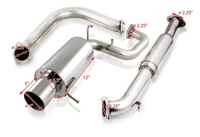 For 2000 2001 2002 2003 2004 2005 Eclipse 4Cyl Stainless Steel 4" Tip T304 Catback Exhaust Muffler 2.25" Inlet - Image 2