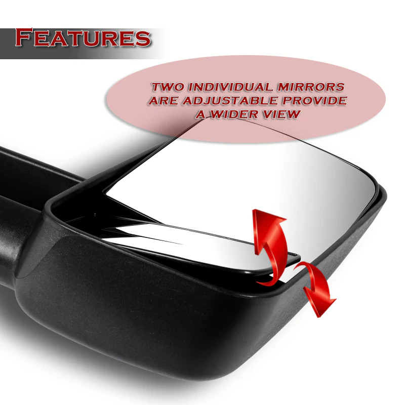 For 2000–2006 Chevrolet Tahoe Suburban / GMC Yukon Manual Telescoping Towing Mirrors - Image 4